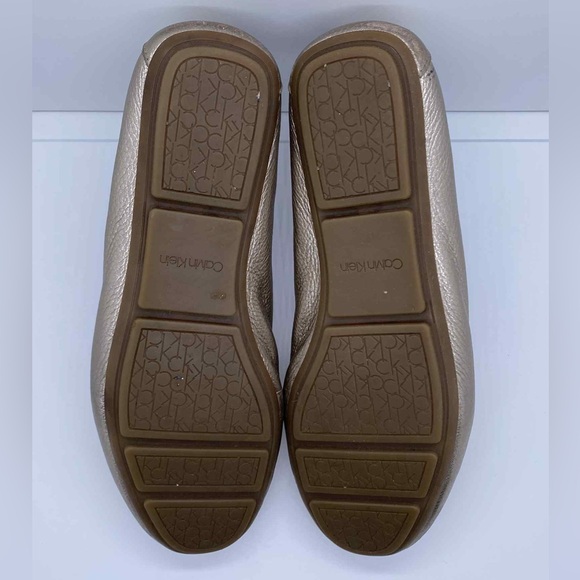 Calvin Klein Lilliana Metallic Gold Leather Women’s Loafers Size 10 - Picture 7 of 8